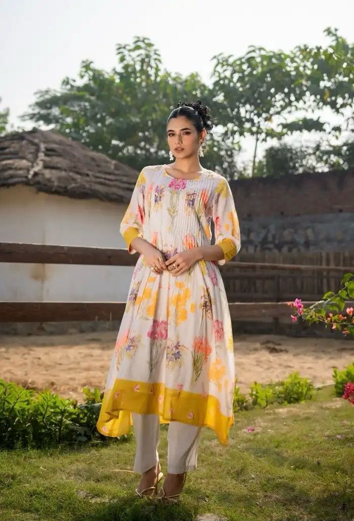 Elegant Two-Piece Digital Designer Floral Print Co-ord Set