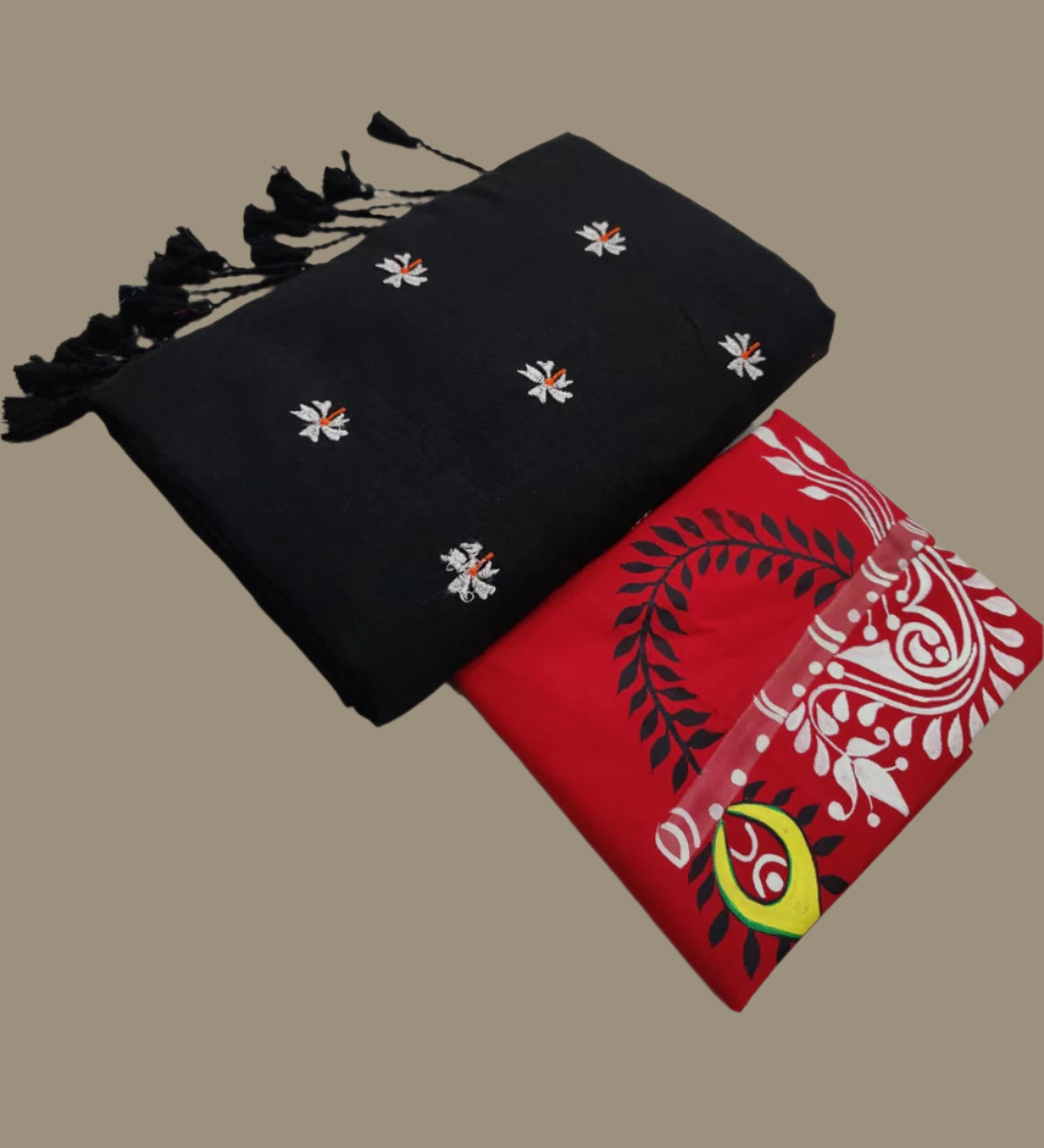 Soft Cotton Shiuli Flower Embroidery Saree Combo