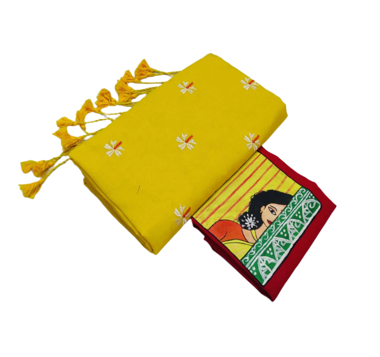 Soft Cotton Shiuli Flower Embroidery Saree Combo