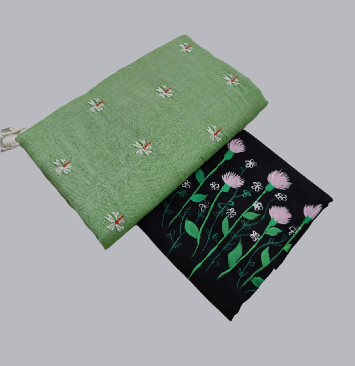 Soft Cotton Shiuli Flower Embroidery Saree Combo