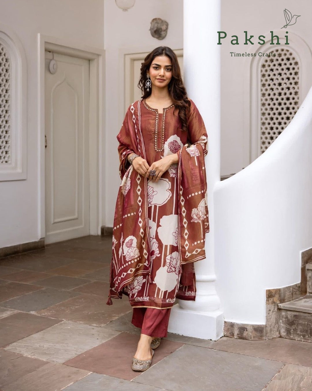 Royal Bloom Tissue Silk Suit