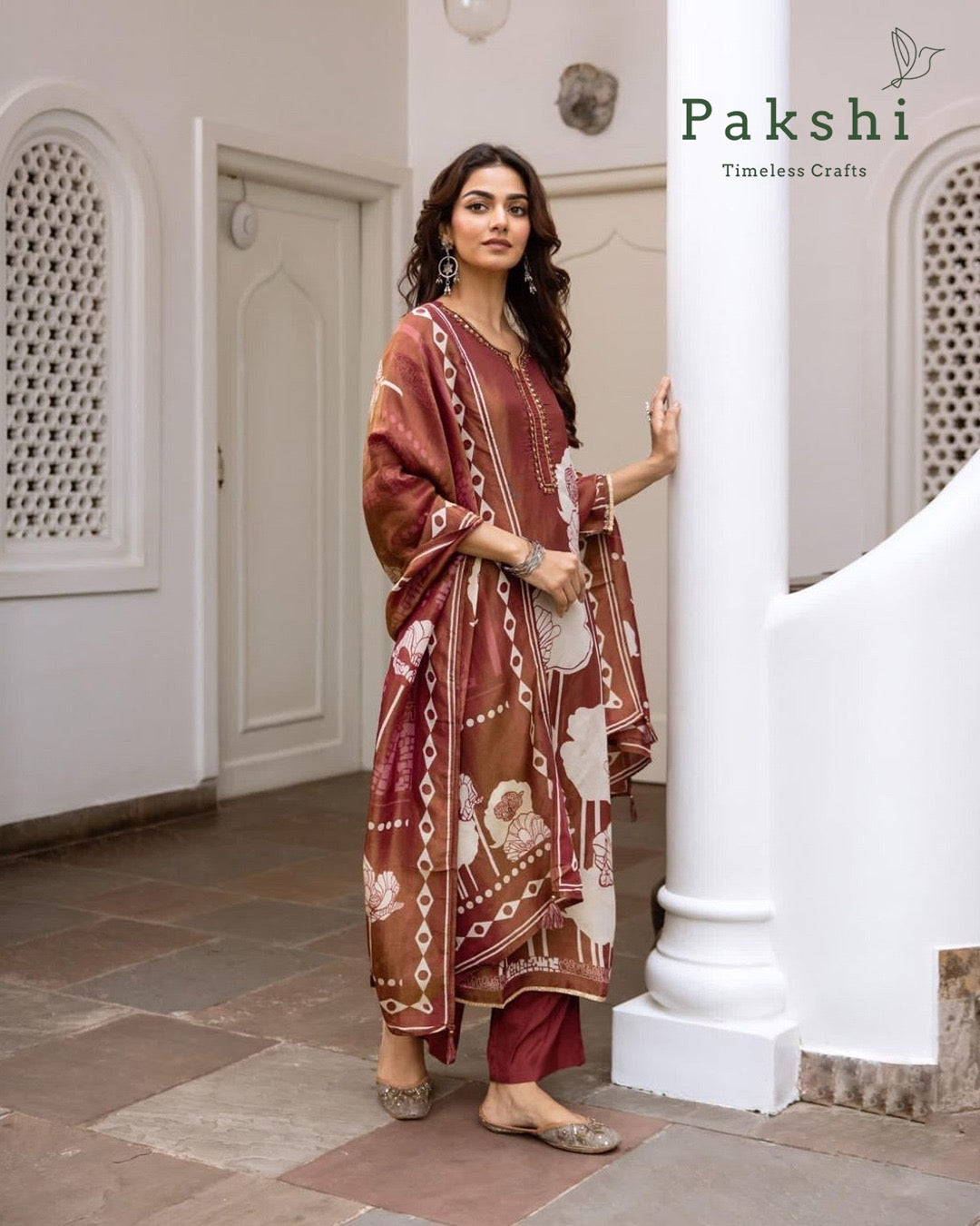 Royal Bloom Tissue Silk Suit