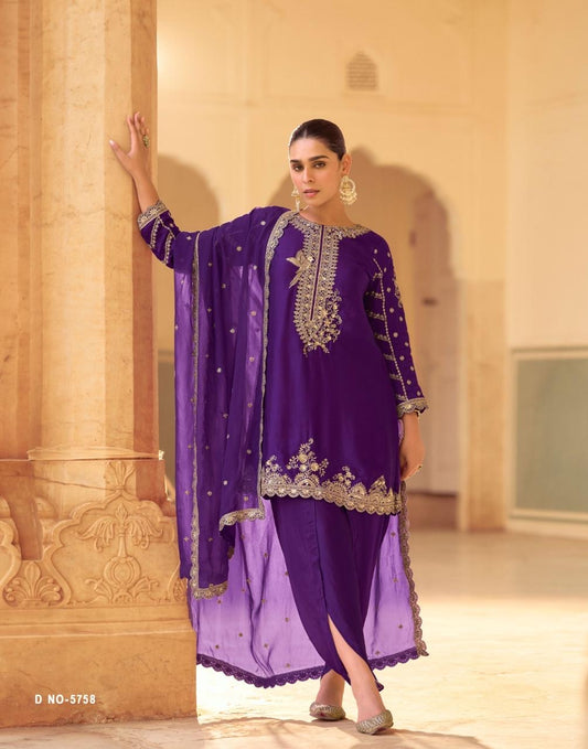 Siya - Elegant Crepe & Organza Silk Ensemble