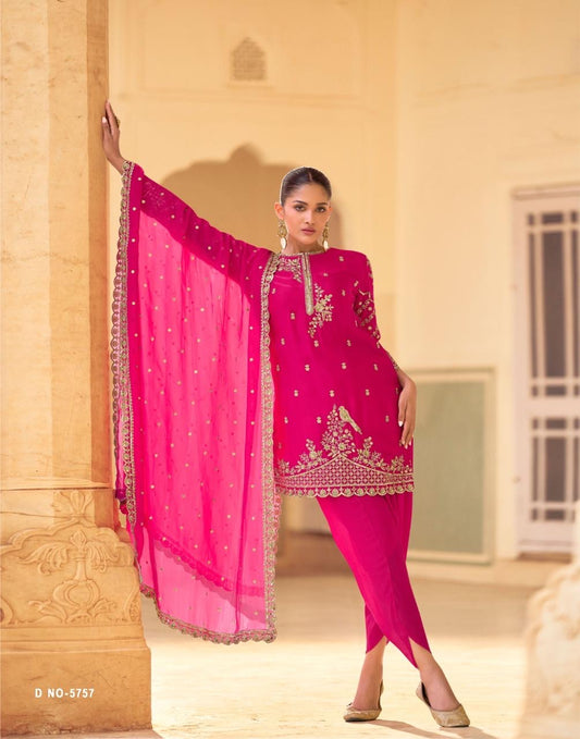 Lal Siya - Elegant Crepe & Organza Silk Ensemble